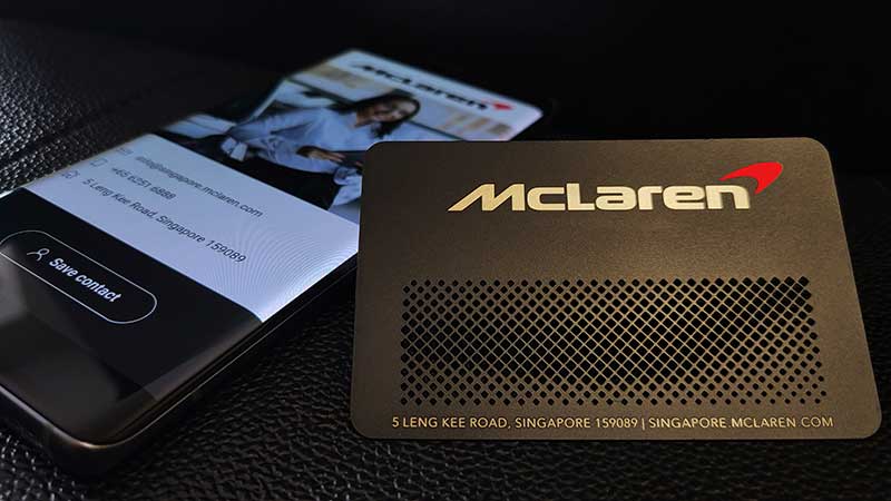 Metal business card with digital features for up-to-date information sharing
