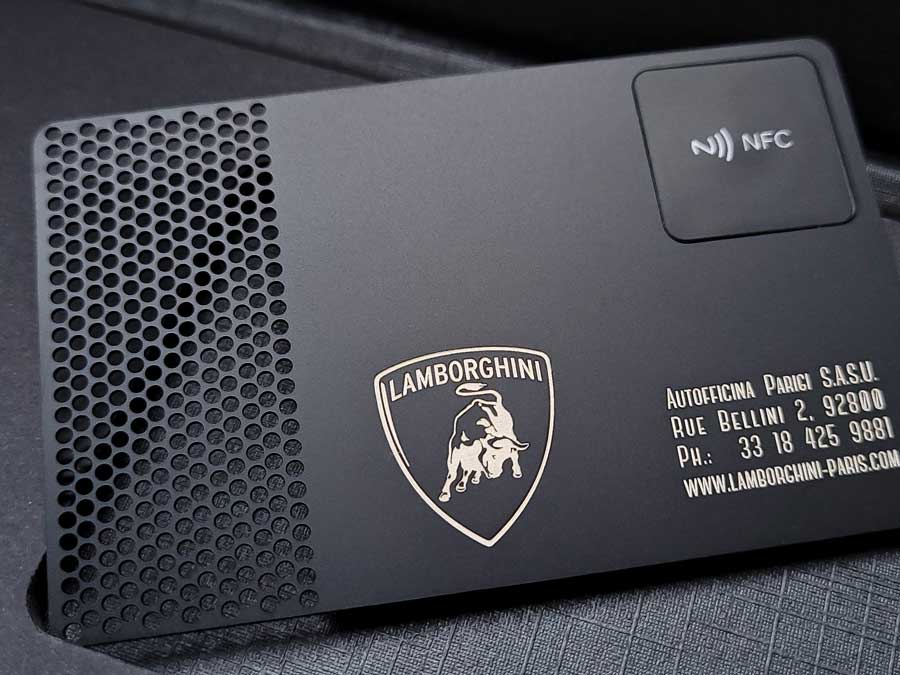 Black metal Lambourghini NFC business card